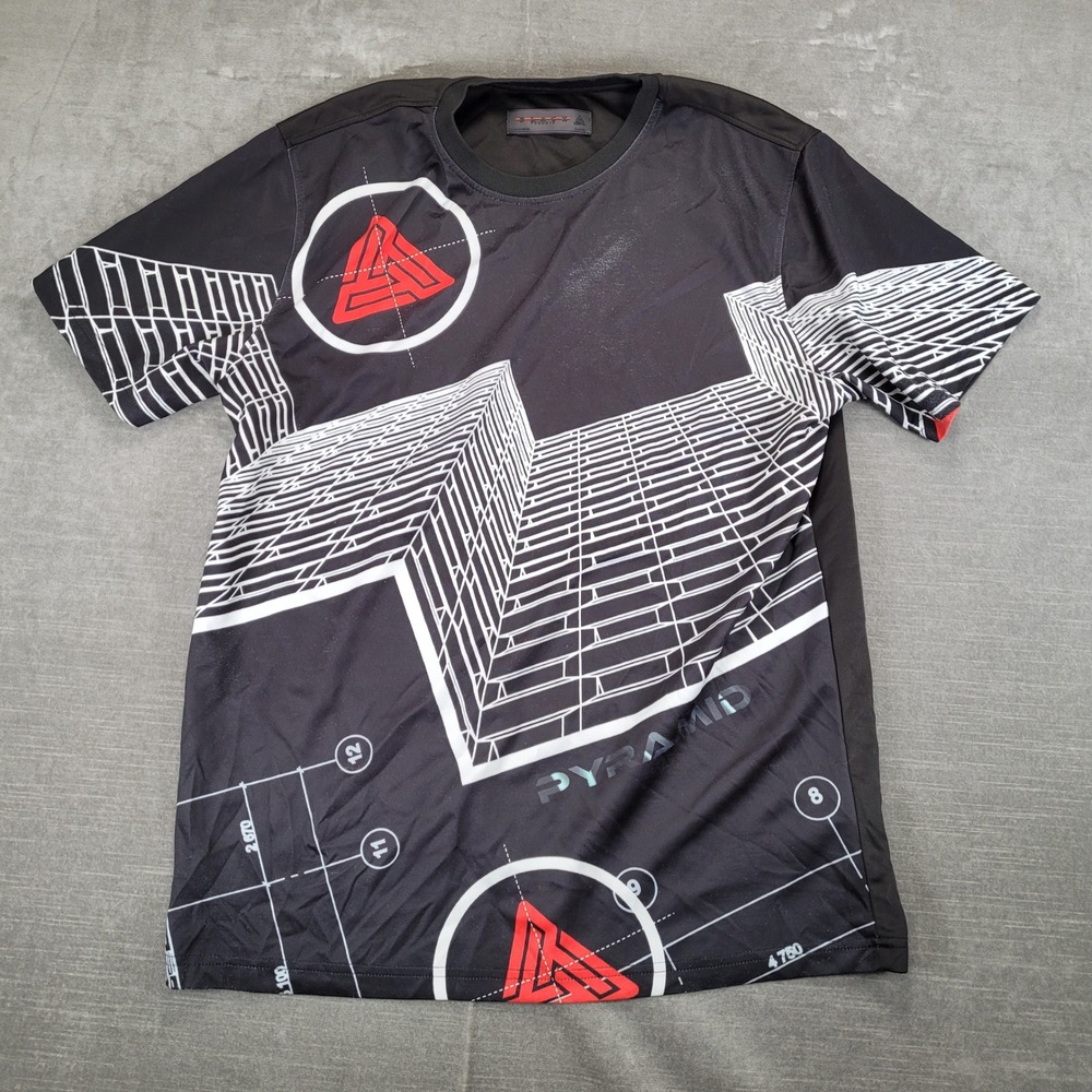 Black Pyramid Mens Graphic‎ T Shirt Black White Architectural Print Large